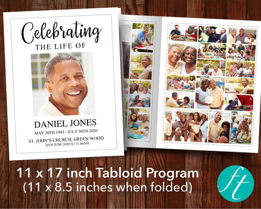 8 Page Classic Funeral Program Template (11 x 17 inches)