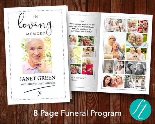 8 Page Loving Memory Funeral Program Template