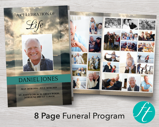 8 Page Mountain Top Funeral Program Template
