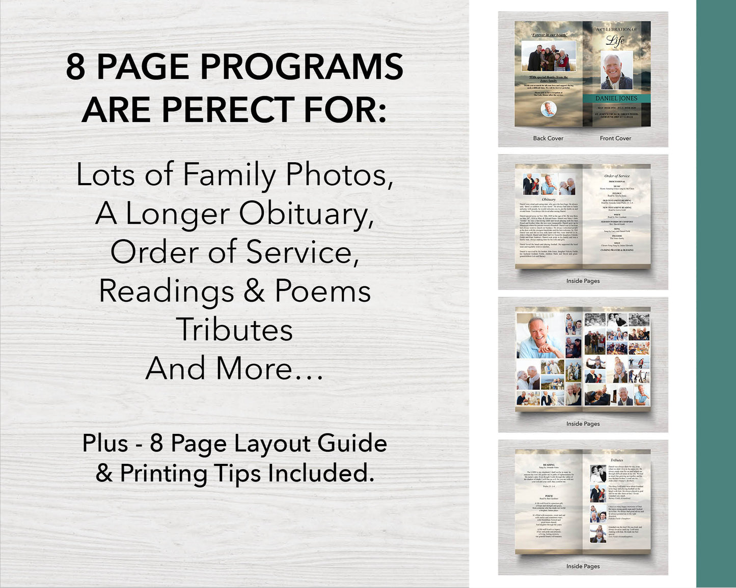 8 Page Mountain Top Funeral Program Template