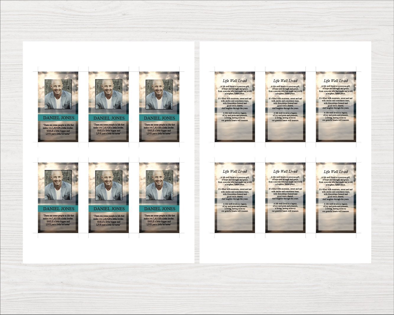 8 Page Mountain Top Funeral Program Template + Prayer Card