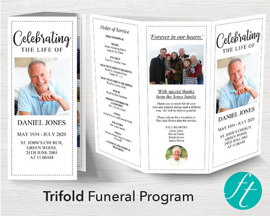 Trifold Classic Funeral Program Template