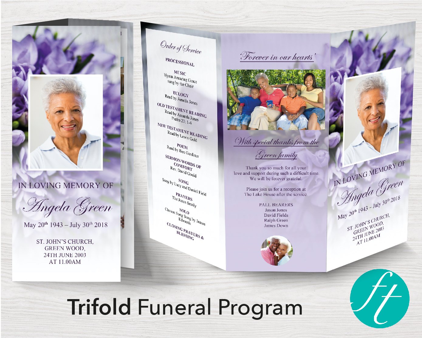 Air Bubbles Trifold Funeral Program Template