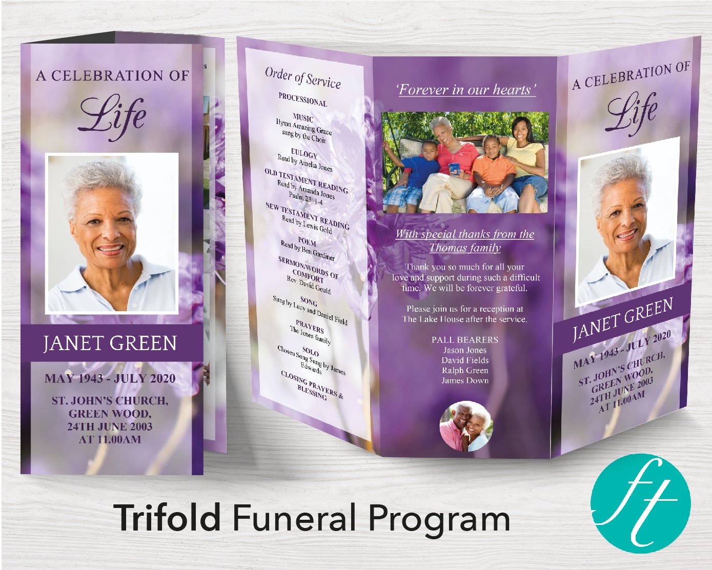 Air Bubbles Trifold Funeral Program Template