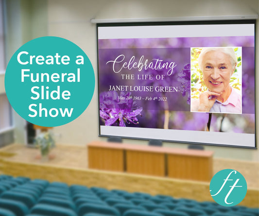 Purple Flowers Funeral Slide Show Template