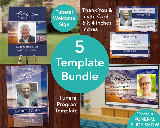 4 Page Waves Program + Sign, Slide Show, Thank You & Invite