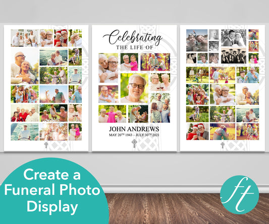 Catholic Cross Funeral Photo Display