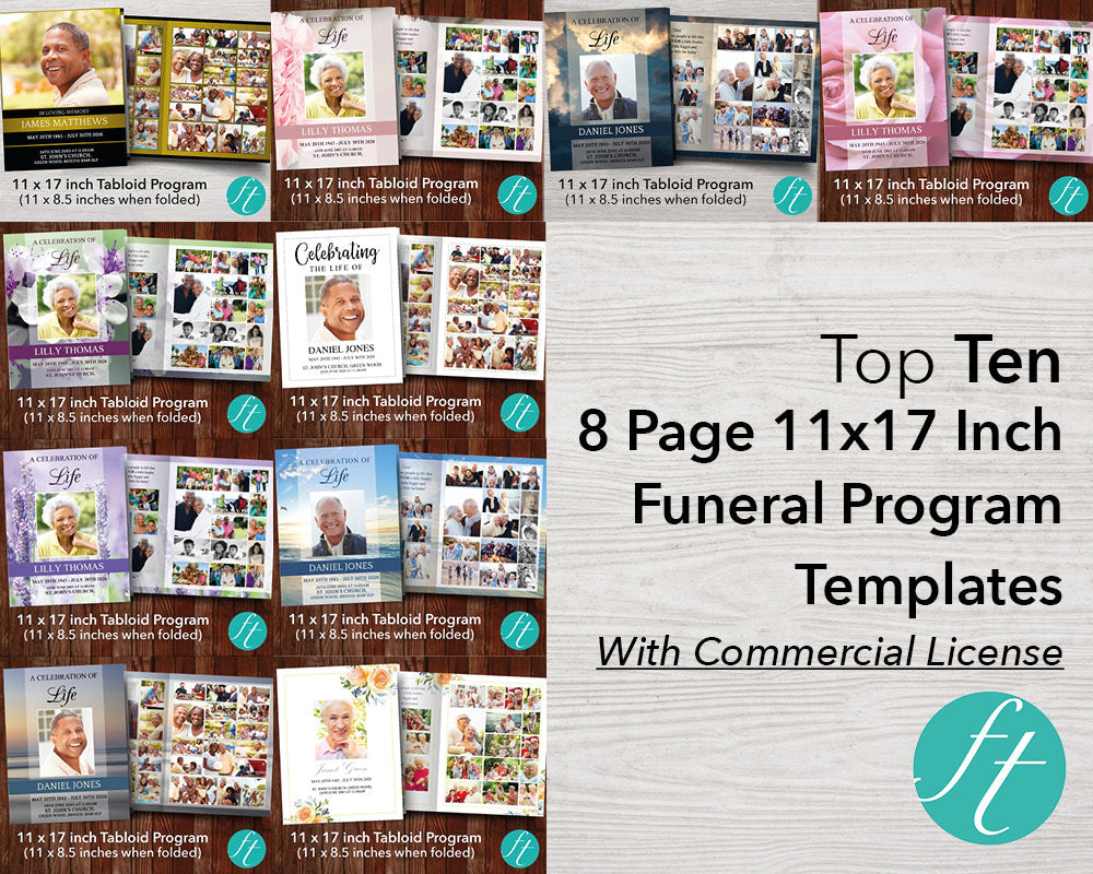 hjort Antologi vaccination Top Ten 8-Page 11x17 Funeral Program Templates (Commercial Licenses) –  Funeral Templates