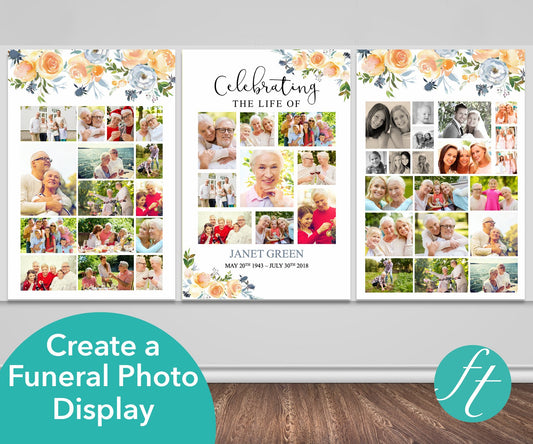 Yellow Rose Funeral Photo Display