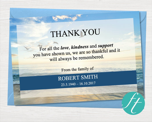Beach Funeral Thank You Card