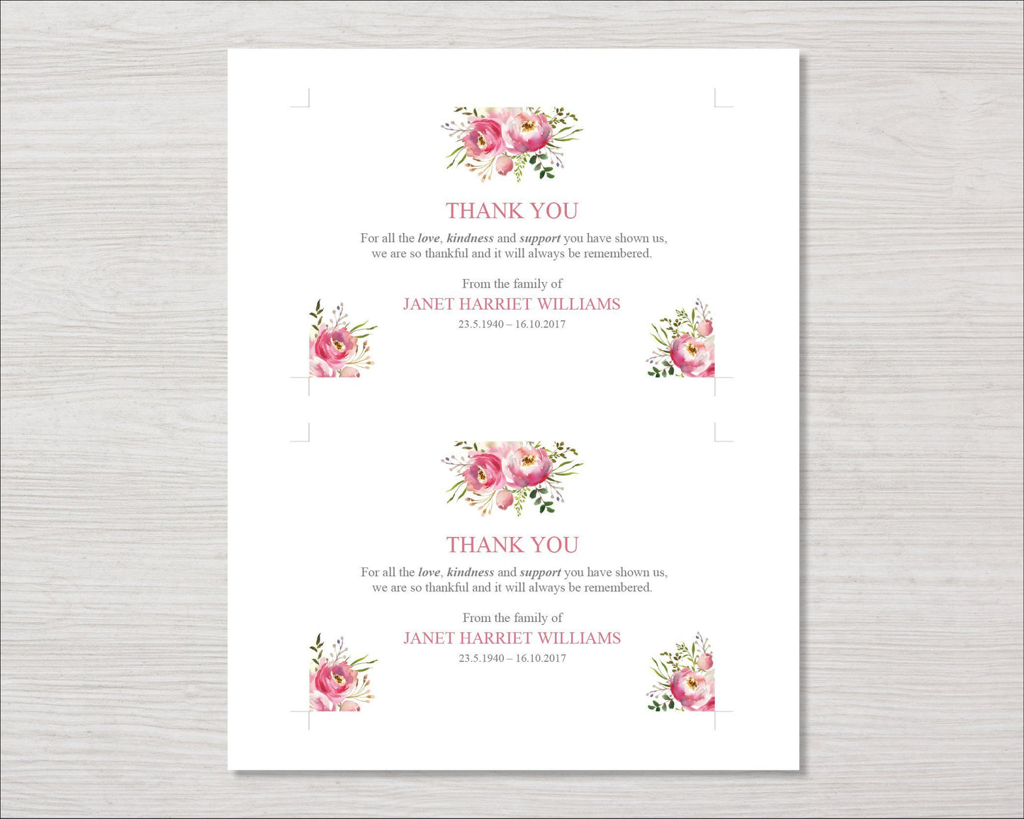 Floral Burst Funeral Thank You Card