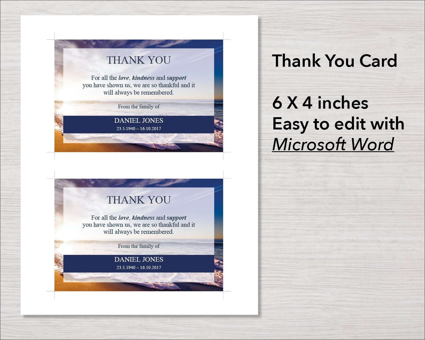 Waves Funeral Thank You Card