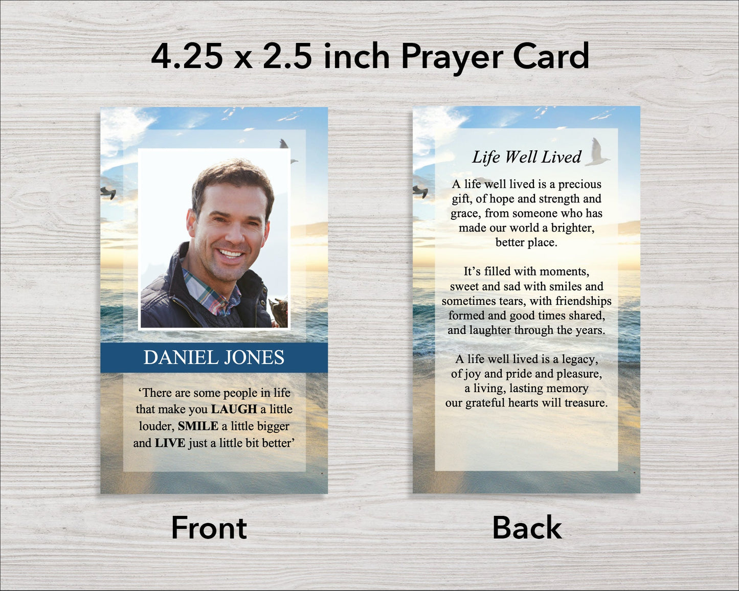 Beach Funeral Prayer Card (4.25 x 2.5 inches)