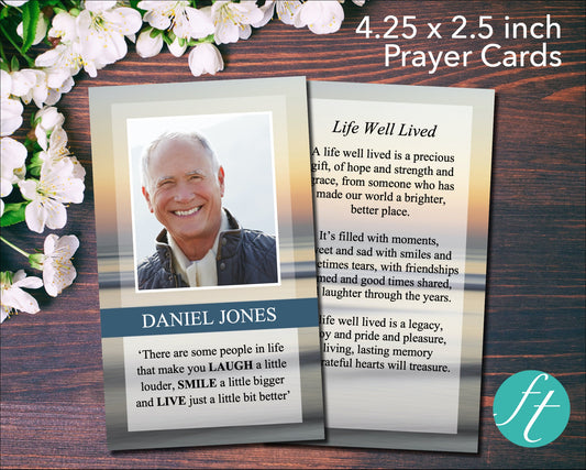 Beach Sunset Funeral Prayer Card (4.25 x 2.5 inches)