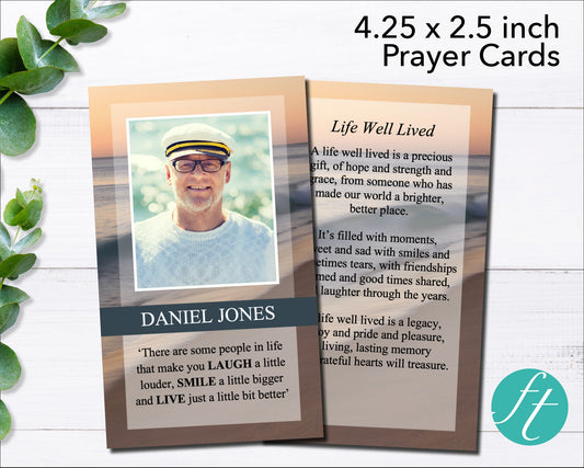 Beach Wave Funeral Prayer Card (4.25 x 2.5 inches)