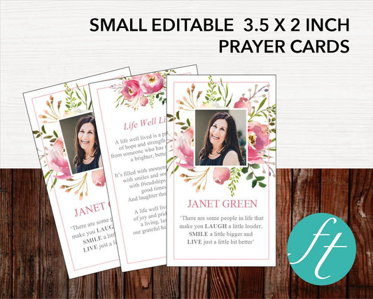 Floral Burst Funeral Prayer Card