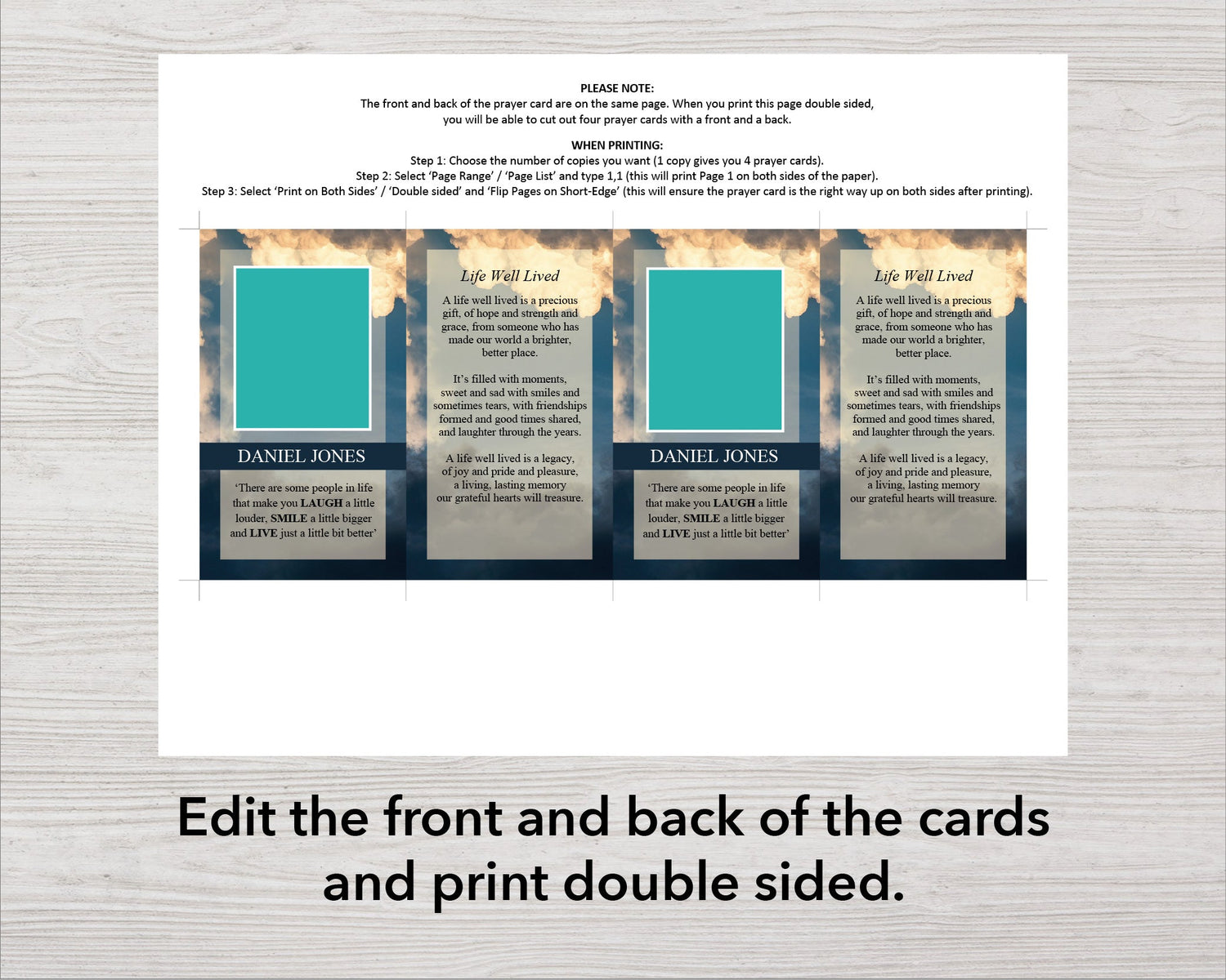 Sky Funeral Prayer Card (4.25 x 2.5 inches)