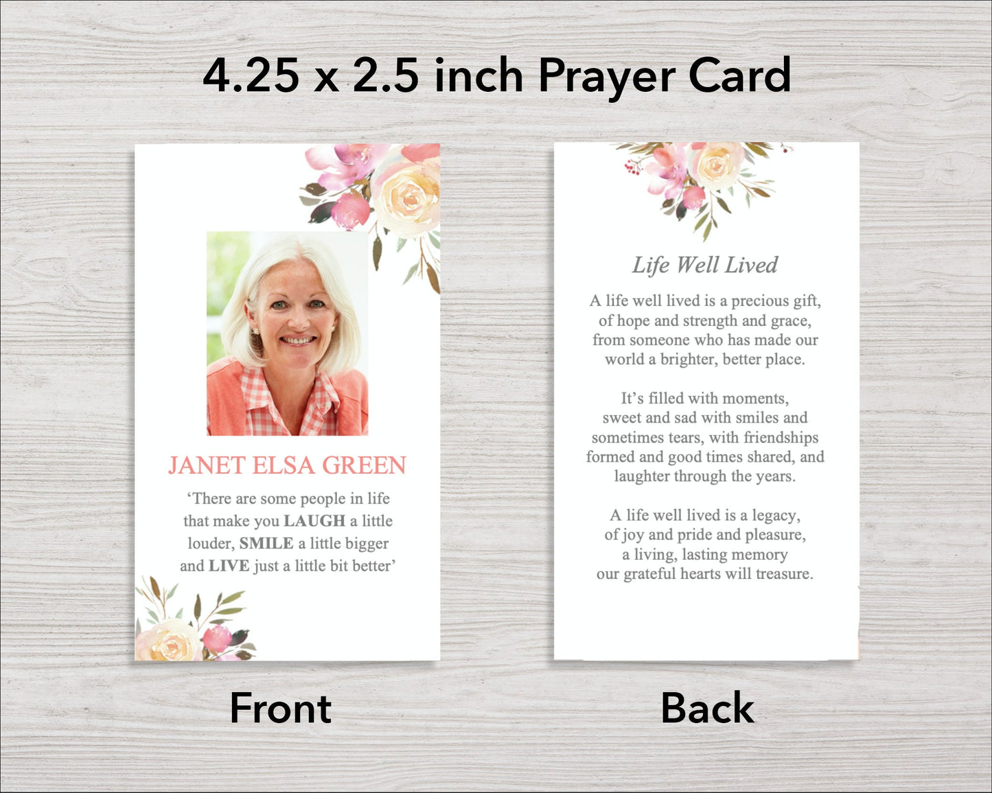 Spring Flowers Funeral Prayer Card (4.25 x 2.5 inches)