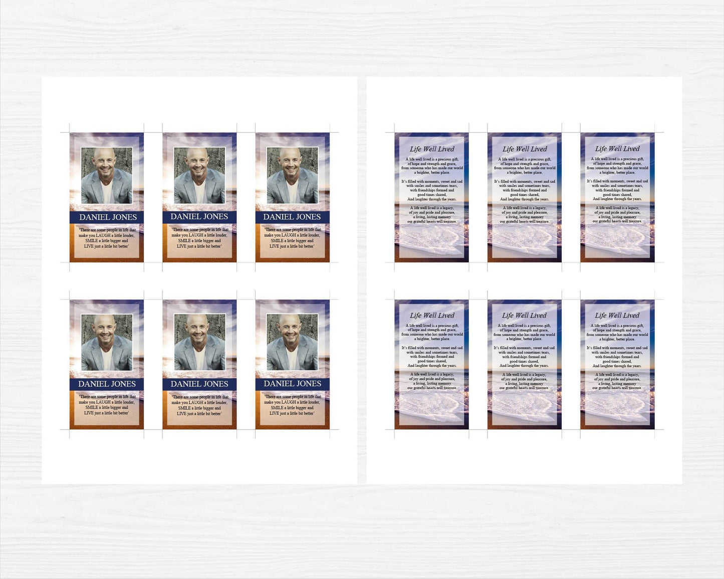 Waves Funeral Prayer Card