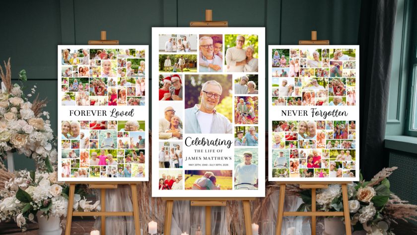 Create Beautiful Funeral Posters with a Canva Photo Collage Template ...