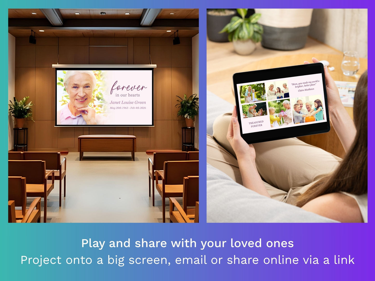 Modern Pink Canva Funeral Slideshow Template