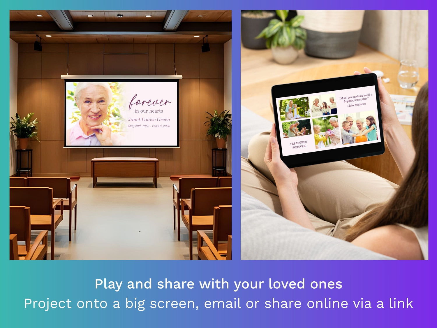 Modern Pink Canva Funeral Slideshow Template