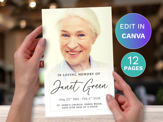 12 Page Family CANVA Funeral Program Template