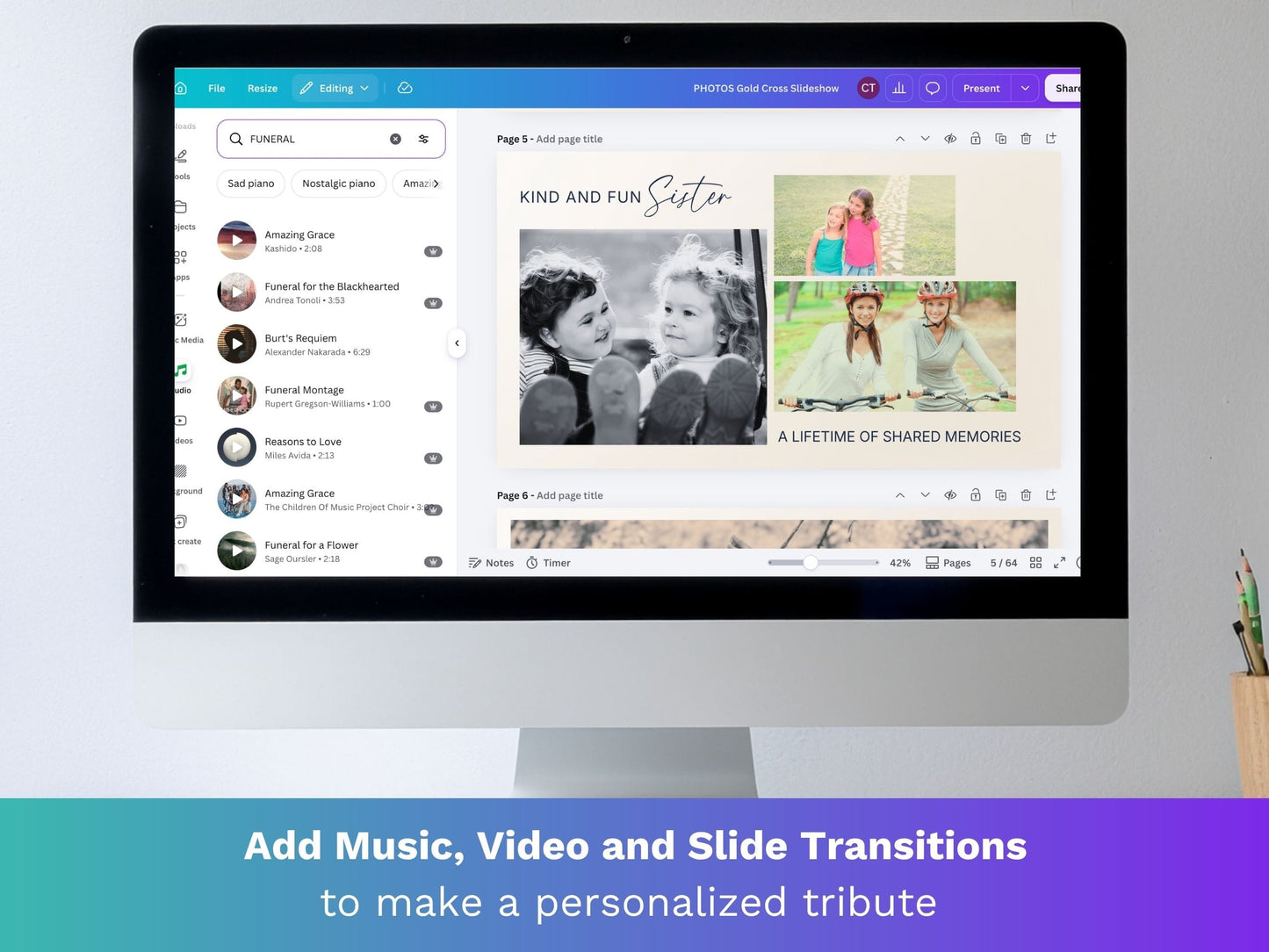 Gold Cross Canva Funeral Slideshow Template