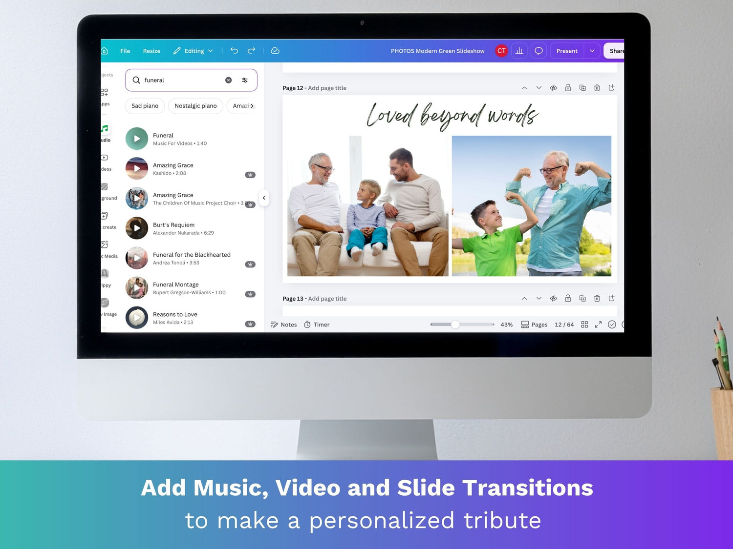 Modern Green Canva Funeral Slideshow Template