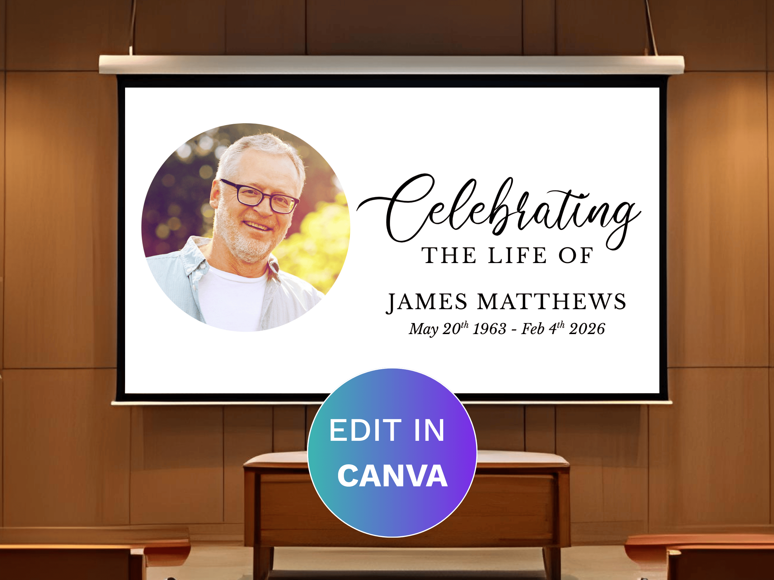 Canva Funeral Slideshow Template in Classic White