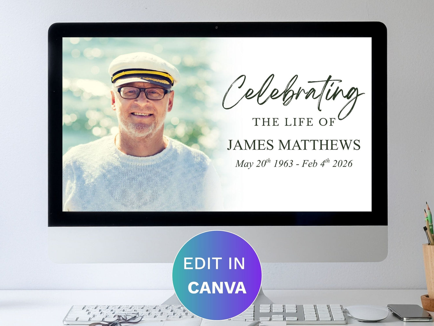 Modern Green Canva Funeral Slideshow Template