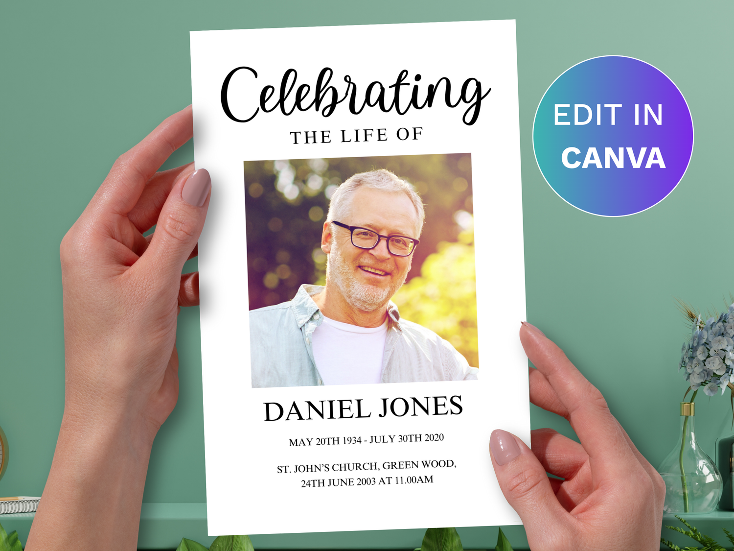 Canva Funeral Program Template with a Classic, Minimalist Design ...