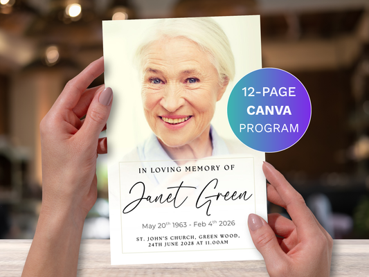 12 Page Family CANVA Funeral Program Template