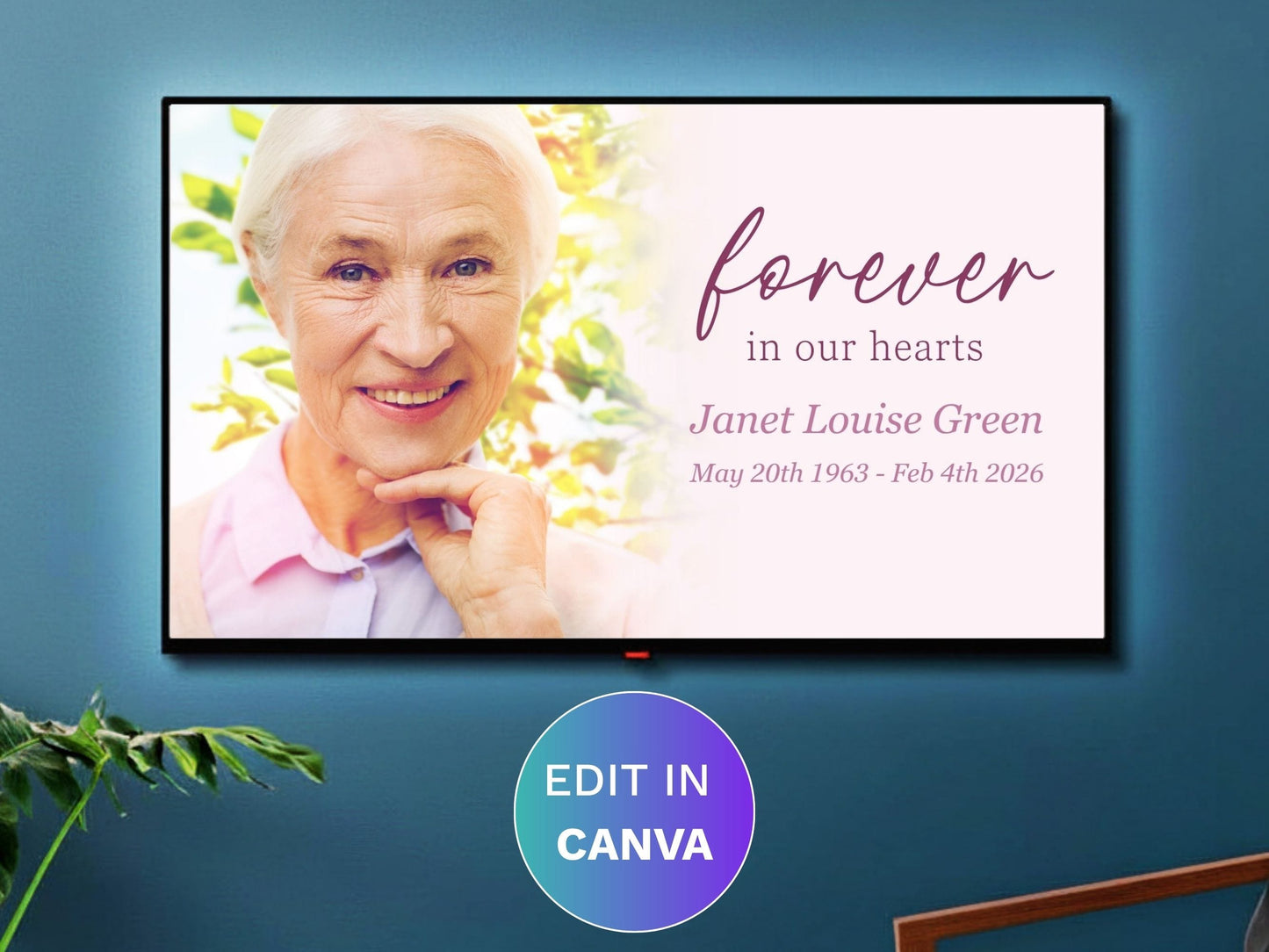 Modern Pink Canva Funeral Slideshow Template