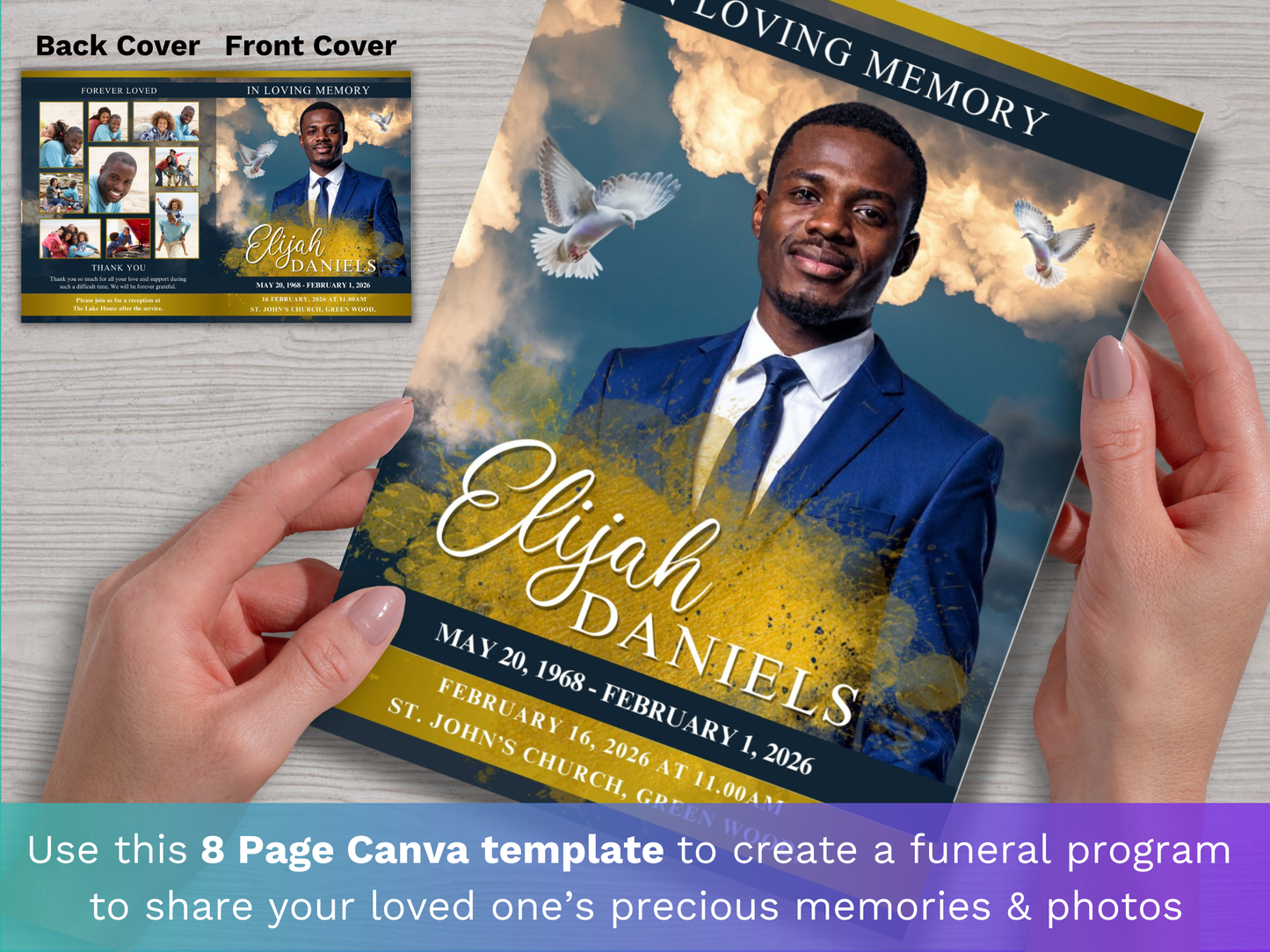 Top Three CANVA 8-Page 11x17" Funeral Program Templates (Commercial Licenses)