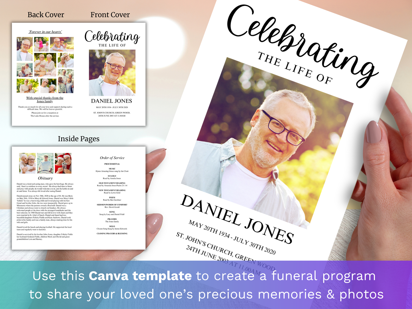 4 Page Classic CANVA Funeral Program Template