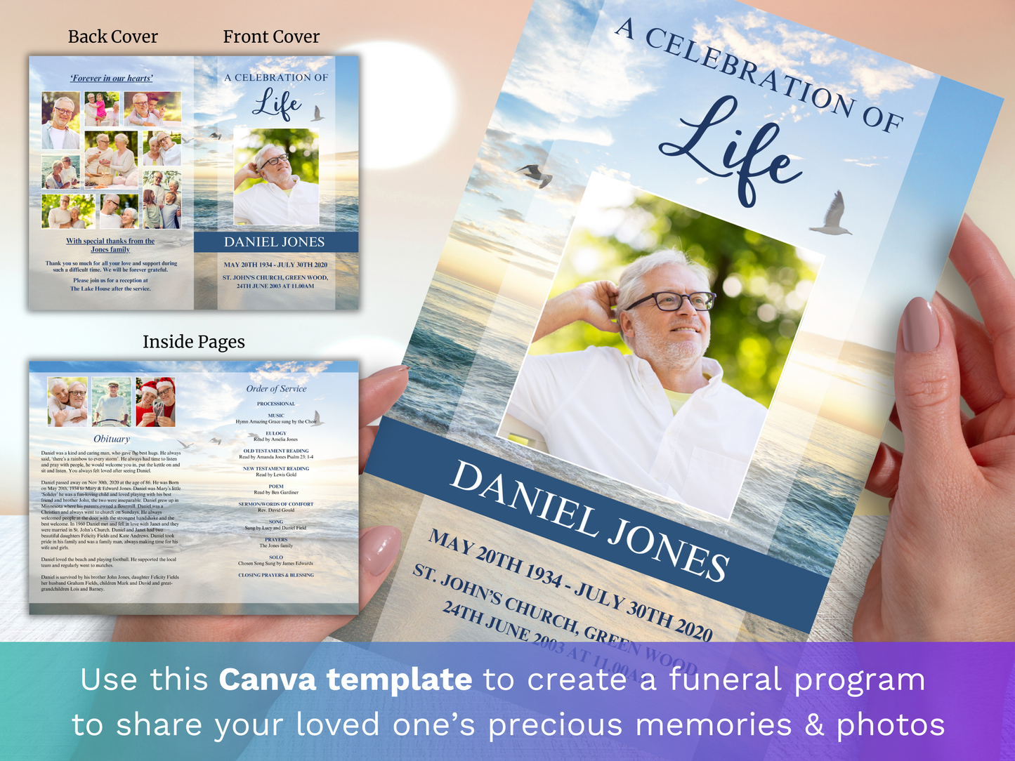 Top Three CANVA 4-Page Funeral Program Templates (Commercial Licenses)