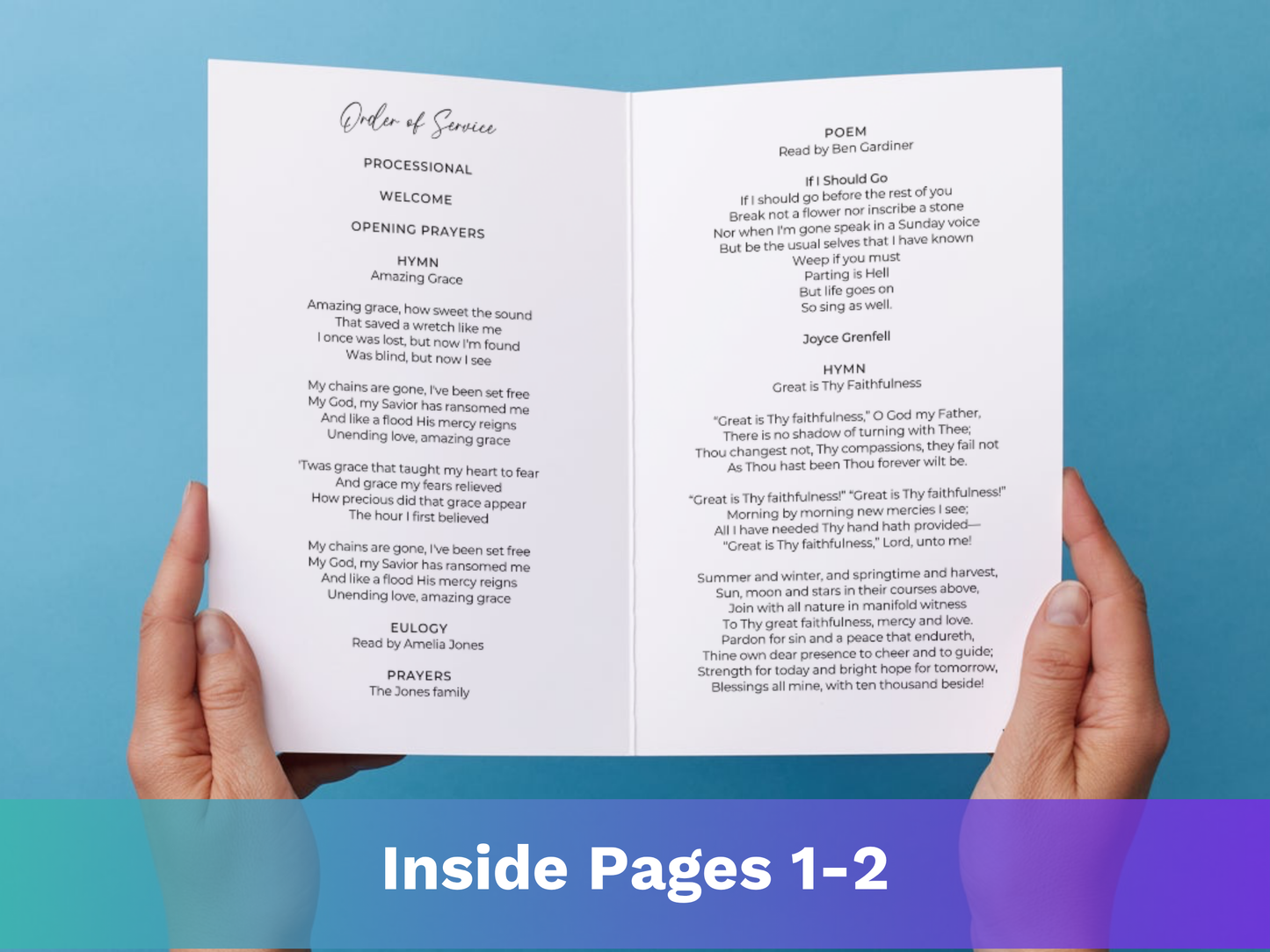 8 Page Gold Accents CANVA Funeral Program Template