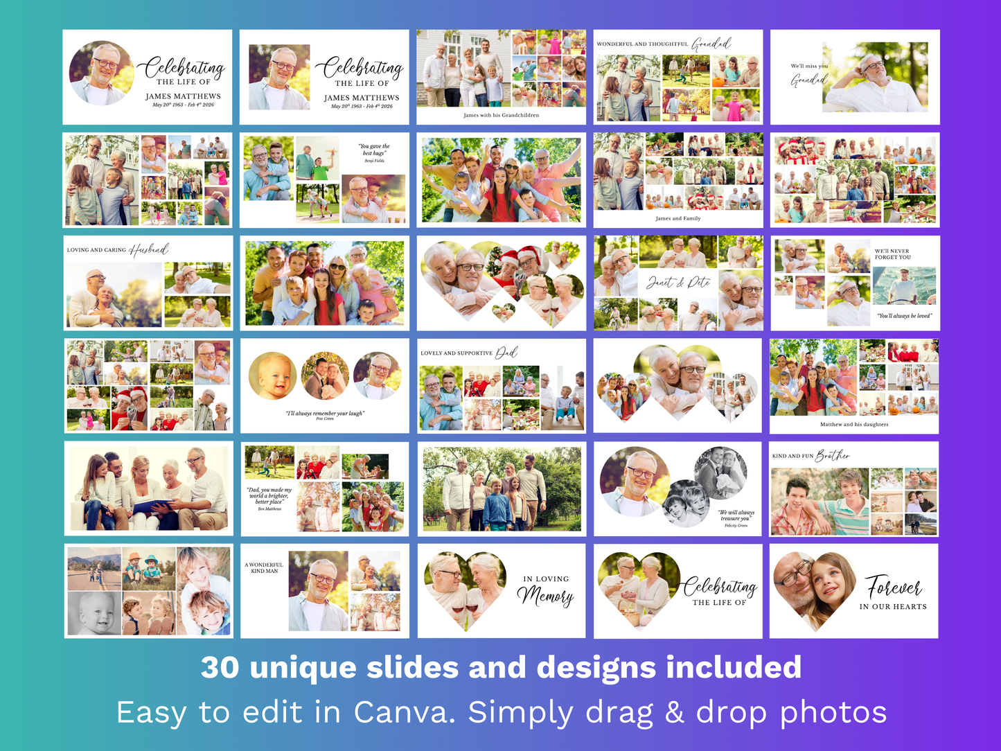 Canva Funeral Slideshow Template in Classic White
