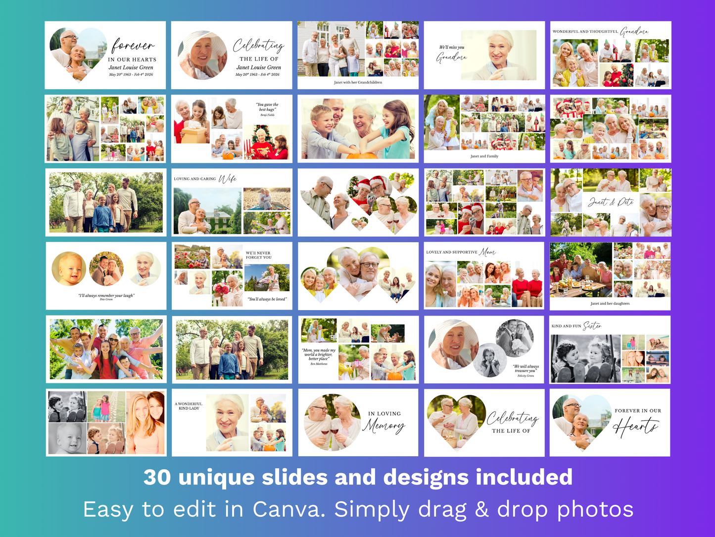 Canva Funeral Slideshow Template in Minimalist White