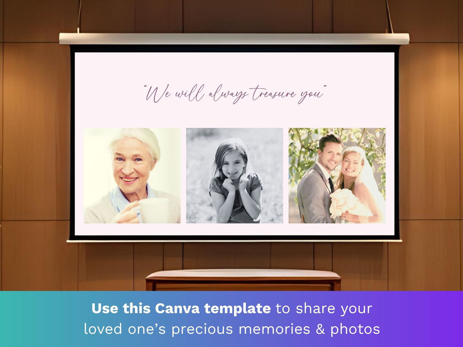 Modern Pink Canva Funeral Slideshow Template