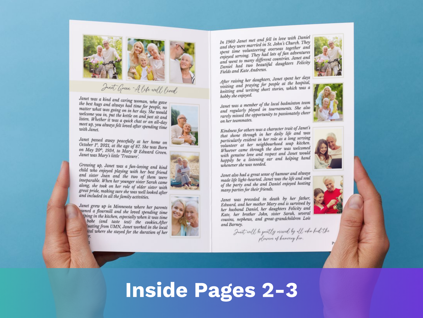 12 Page Family CANVA Funeral Program Template