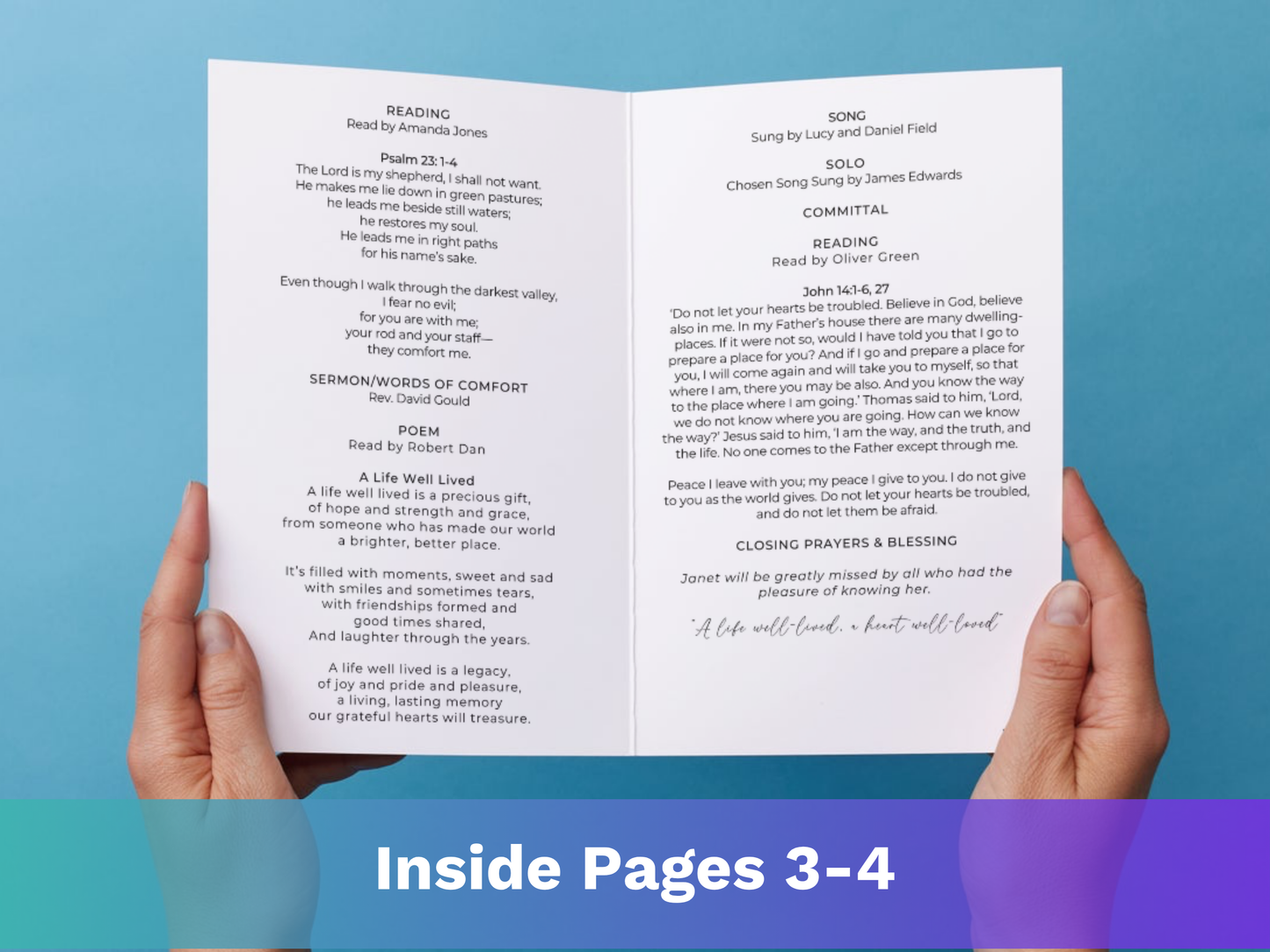 8 Page Gold Accents CANVA Funeral Program Template