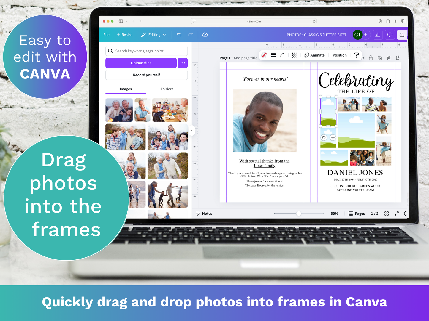 4 Page Photo Collage CANVA Funeral Program Template