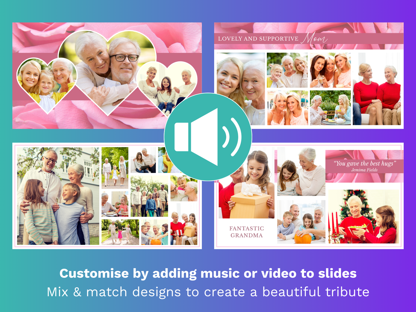 Canva Funeral Slideshow Template with Pink Roses