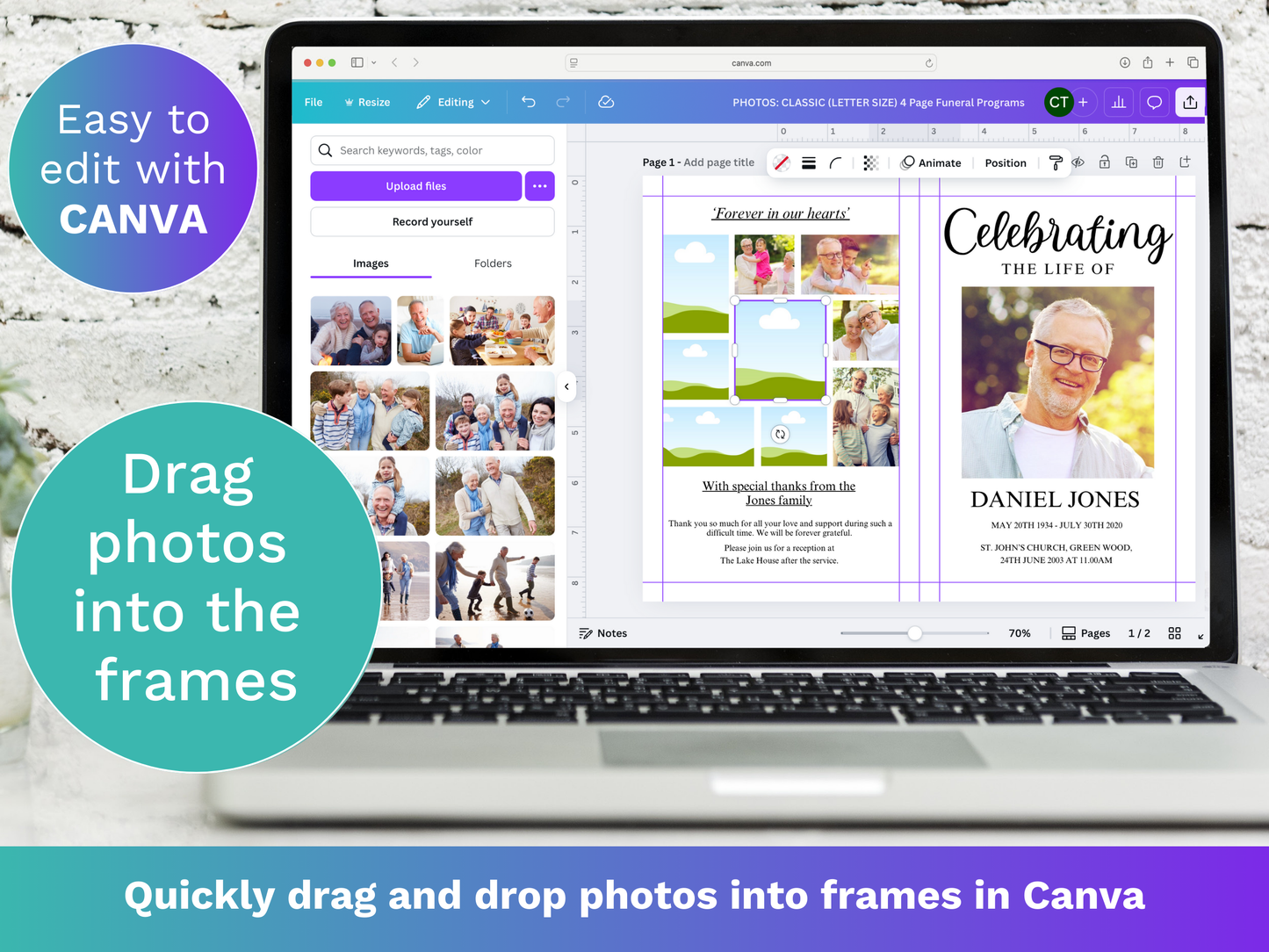 Canva Funeral Program Template with a Classic, Minimalist Design ...