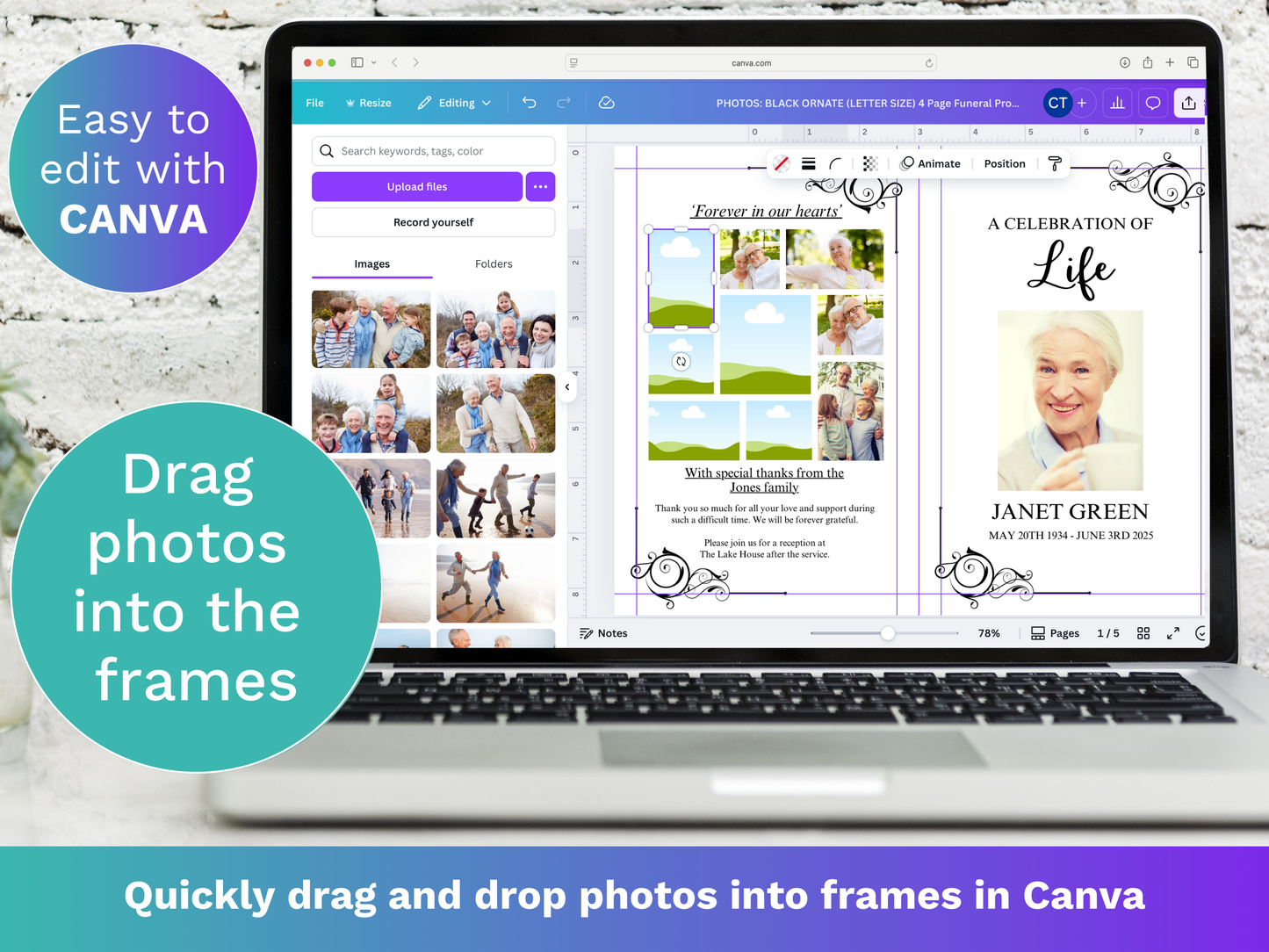 4 Page Ornate CANVA Funeral Program Template