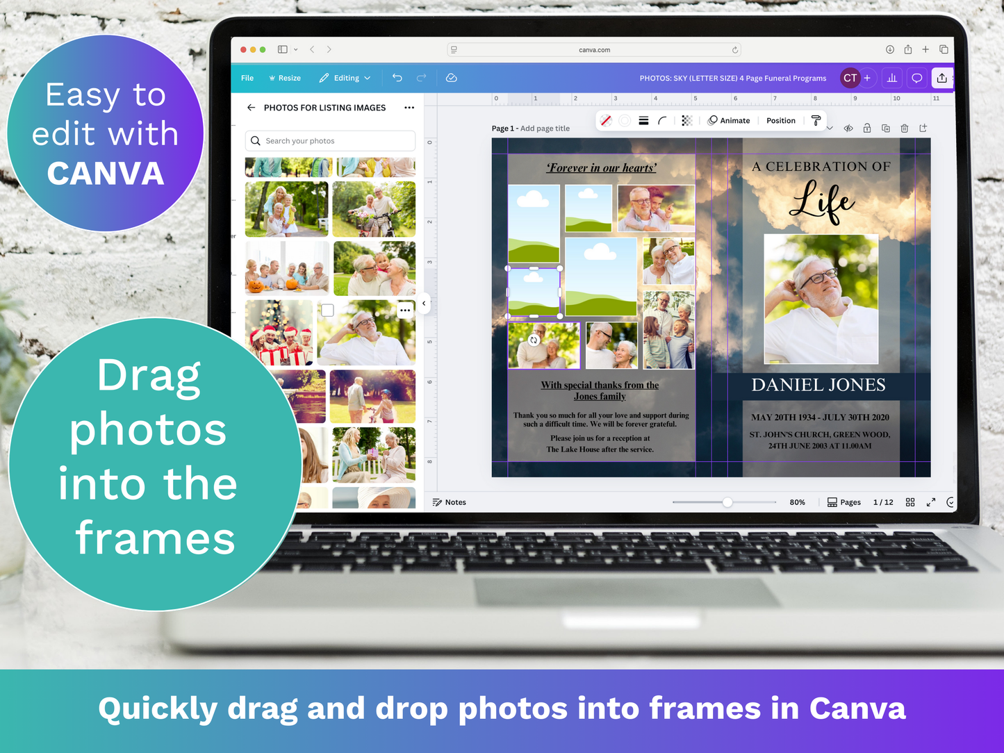 4 Page Sky CANVA Funeral Program Template
