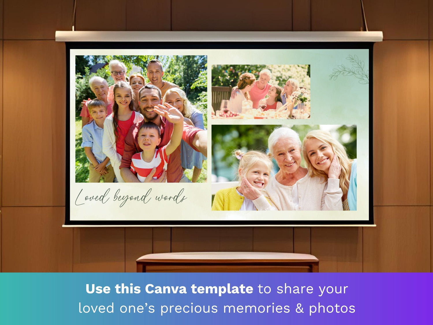 Canva Funeral Slideshow Template with Green Botanical Design
