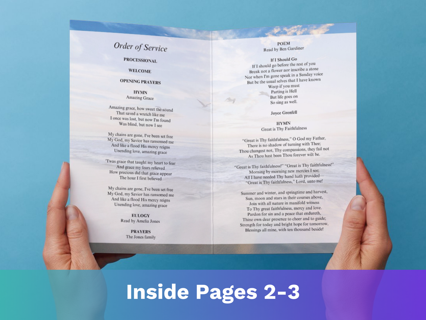 12 Page Beach CANVA Funeral Program Template